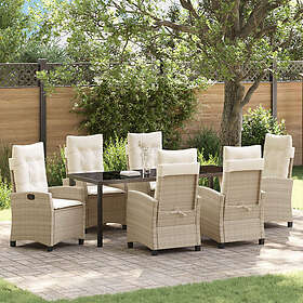 vidaXL 7-delat trädgårdssoffset med kuddar Beige Poly Rattan