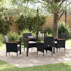 vidaXL 5 Piece Garden Set Black Poly Rattan