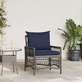 vidaXL Trädgårdstol med Kuddar Grå 60x70x78 cm Poly Rattan