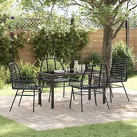 vidaXL Service de jardin 5 pièces Noir Poly Rotin
