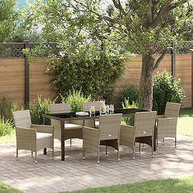 vidaXL 7-delat trädgårdsset beige poly rattan