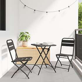vidaXL Fällbara Trädgårdsstolar 2 stycken Antracit 42x52x82 cm Pulverlackerat St