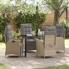 vidaXL 5-delat trädgårdsset beige poly rattan