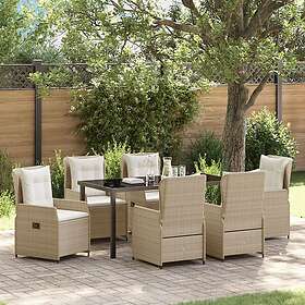 vidaXL 7 Delars Trädgårdsmöbelset Beige Poly Rattan