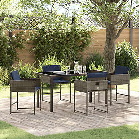 vidaXL 5-delad trädgårdsmatgrupp Grå Poly Rattan