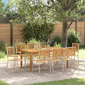 vidaXL 9 Delars Trädgårdsset Beige Poly Rattan Akacia