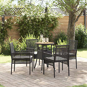vidaXL 5-Piece Garden Set Black Poly Rattan