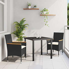vidaXL 3-piece Garden Dining Set Black Poly Rattan