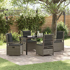 vidaXL 5-delat trädgårdsset i grå poly-rattan