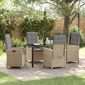 vidaXL 5 Delar Trädgårdsmöbelset med Kuddar Beige Poly Rattan