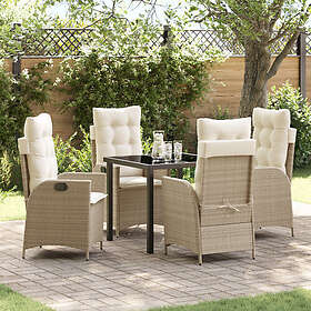 vidaXL 5-delat trädgårdsdining set med kuddar beige poly-rattan
