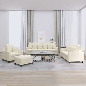 vidaXL Soffgrupp med dynor 4 delar gräddvit sammet