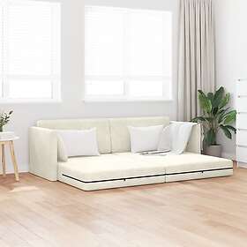 vidaXL Golvsoffa 2-i-1 Gräddvit 213x144x60 cm Sammet