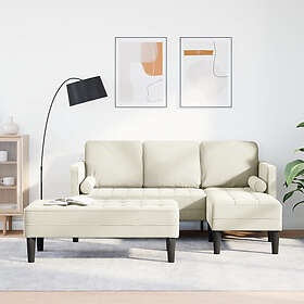 vidaXL Trädgårdsoffa med Bänk och Kuddar L-formad Krämig Sammet