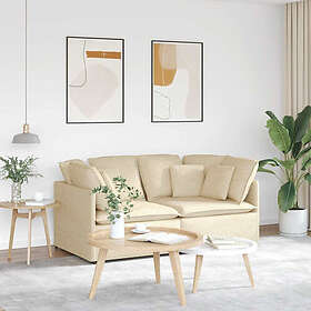 vidaXL Modulsoffa med kuddar i krämfärgat tyg