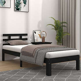 vidaXL Sängram svart massivt trä 90x200 cm