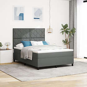 vidaXL box säng med madrass mörkgrå 140x190 cm tyg