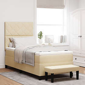 vidaXL Bottenmadrass med madrass & bänk creme 100x200 cm Tyg 3344126