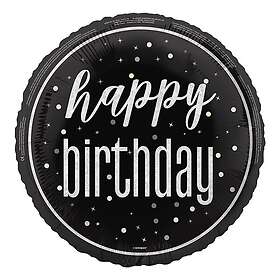 Folieballong Happy Birthday Svart/Silver