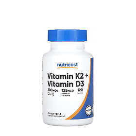 Nutricost Vitamin K2 MK7 100 mcg + Vitamin D3 5000 IU 120 Softgels