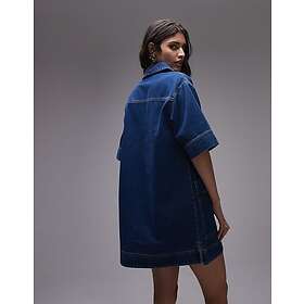 TOPSHOP Denim Mini Pullover Short Sleeved Rugby Dress