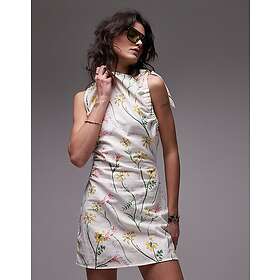 TOPSHOP Tie Shoulder Linen Mini Dress