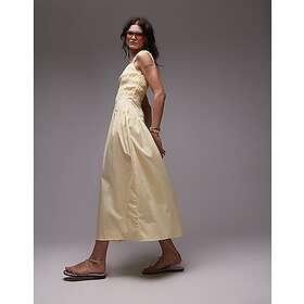 TOPSHOP Shirred Bust Dropped Waist Midi Poplin Dress