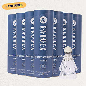 Raquex Shuttlecocks – Yellow or White, Tube of 6, 77 Speed – 120 Tubes