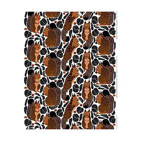 Marimekko Kurre bomullstyg White-brown-black-red