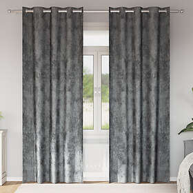 vidaXL Sammet Gardiner 2 st med Öljett Grå 225x140 cm