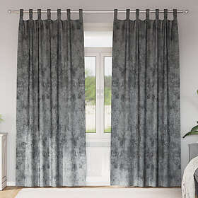 vidaXL Sammetgardiner 2 st med öljett Grå 225x140 cm