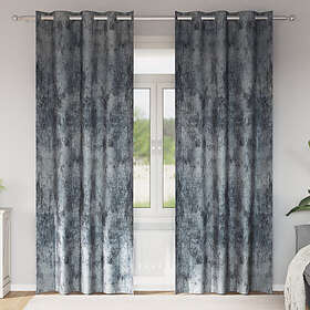 vidaXL Velvet Gardiner 2 st med Ögonringar Silver Grå 245x140 cm