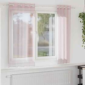 vidaXL Voile gardiner med genomföringar 2 st ljusrosa 140x140 cm
