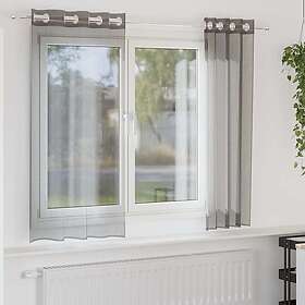 vidaXL Voile gardiner med genomföringar 2 st mörkgrå 140x140 cm