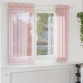 vidaXL Voile gardiner med genomföringar 2 st rosa 140x140 cm