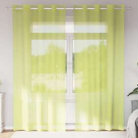 vidaXL Voile gardiner med genomföringar 2 st äppelgrön 140x225 cm