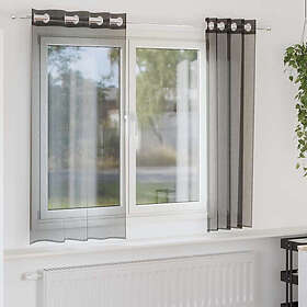 vidaXL Voile gardiner med genomföringar 2 st svart 140x175 cm