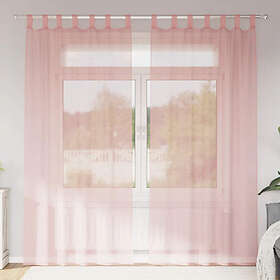 vidaXL Voile gardiner med stångfickor 2 st rosa
