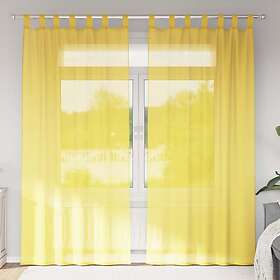 vidaXL Voile gardiner med öglor 2 st gul 140x245 cm