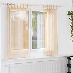 vidaXL Voile gardiner med öglor 2 st sand 140x140 cm