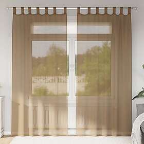 vidaXL Voile gardiner med öglor 2 st ljusbrun 140x225 cm