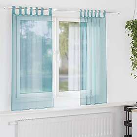 vidaXL Voile gardiner med öglor 2 st, turkos 140x175 cm