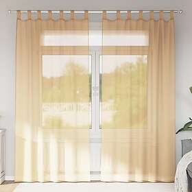 vidaXL Voile gardiner med öglor 2 st sand 140x245 cm