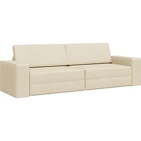 vidaXL Golvsoffa Säng 2-i-1 Gräddvit 245x150x60.5 cm Tyg
