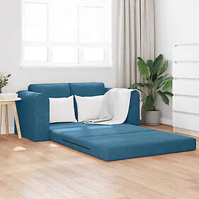vidaXL Golvsängsoffa 2-i-1 Canapé-lit Bleu Velours 148x71x83 cm