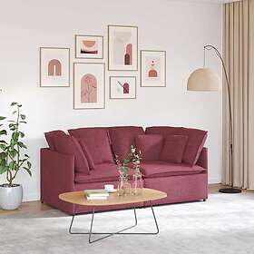 vidaXL Modulsoffa med dynor i tyg vinröd