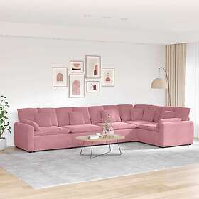 vidaXL Modulsoffa med dynor sammetsrosa 3321331