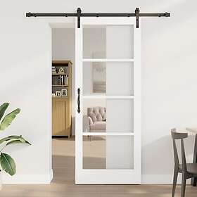 vidaXL Skjutdörr med hardware set 'ORKDAL'Vit massivt trä och glas