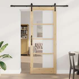 vidaXL Porte coulissante ORKDAL Bois massif & Verre
