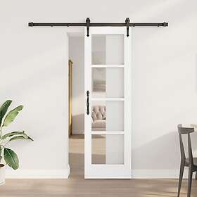vidaXL Skjutdörr med Tillbehörsset Vit 61x198.5 cm Massivt Furuträ